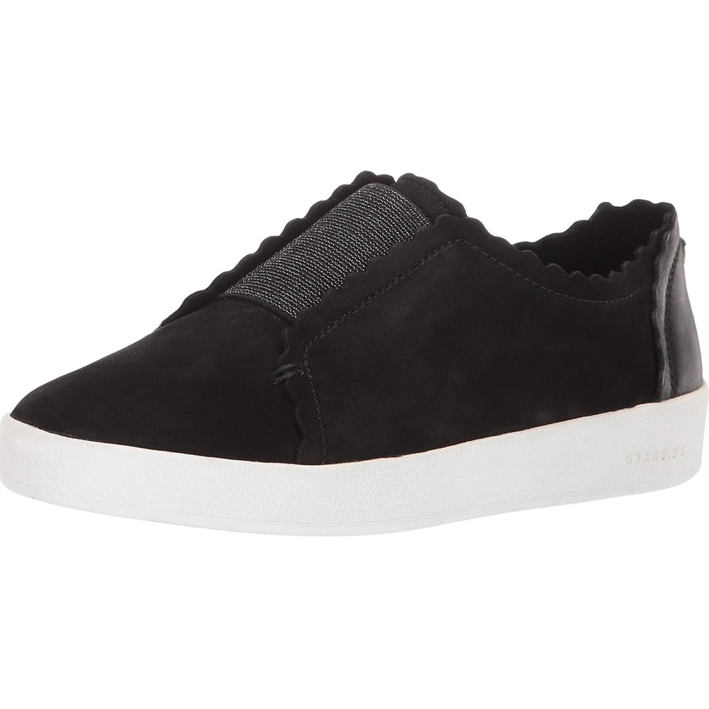 NIB Cole Haan Grandpro Tennis Spectator Scalloped Slip-On Sneakers - Black/White